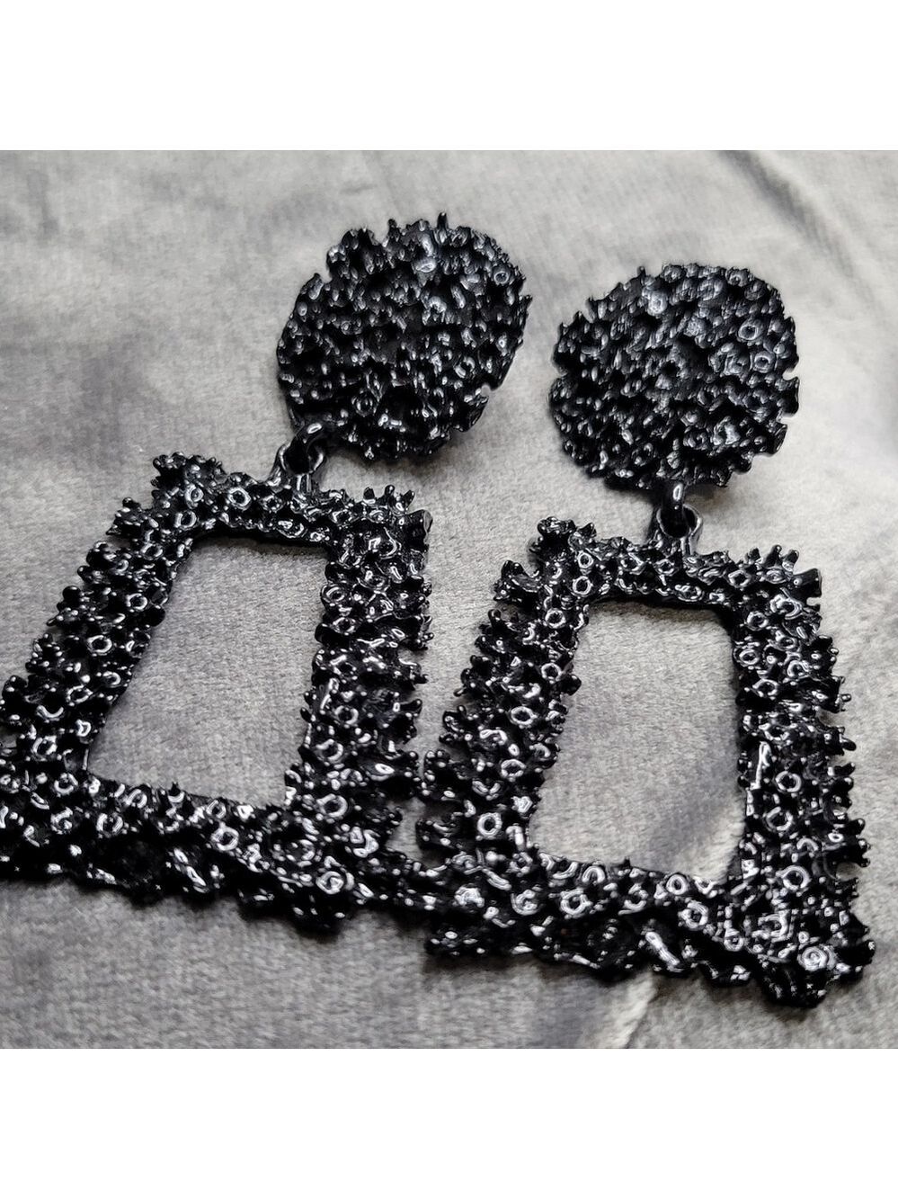 Black Coral Textured Earrings
